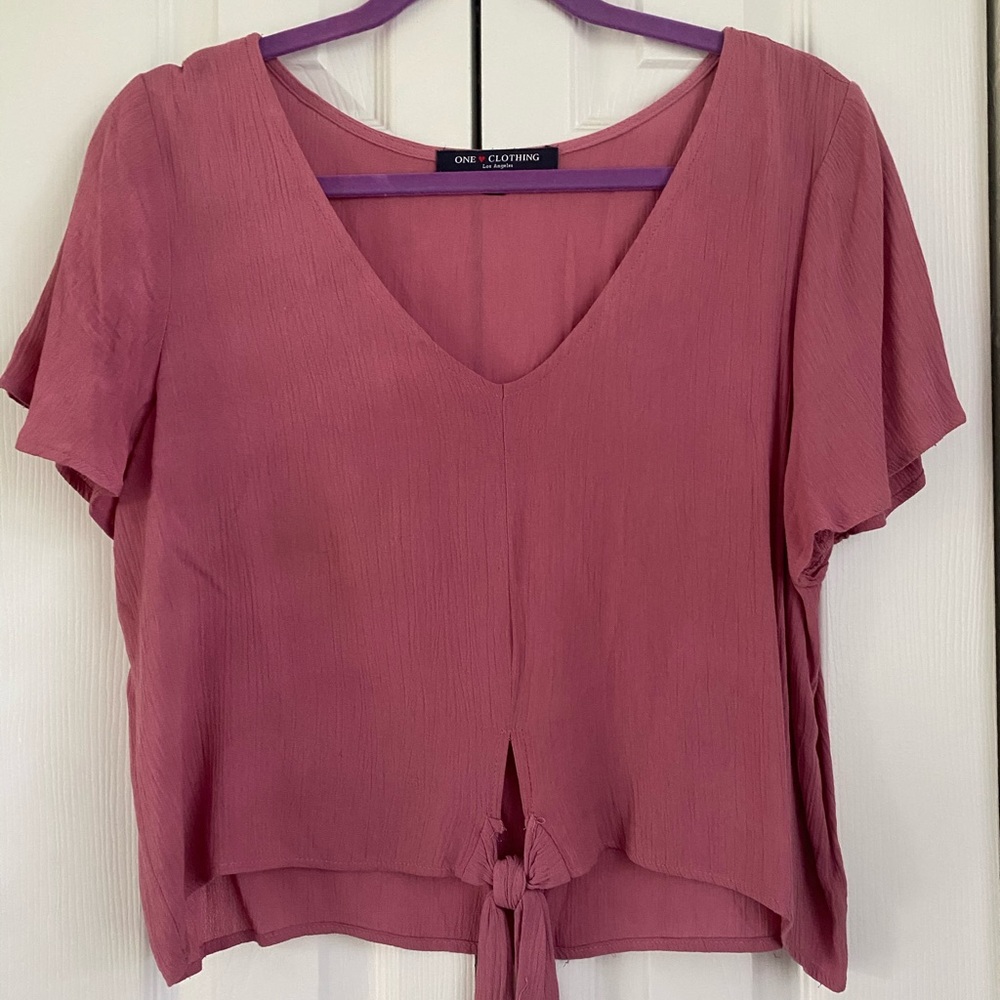 Dusty Rose tie front top